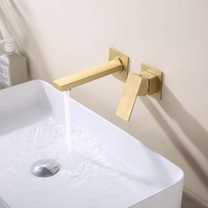 Torneira de lavatório encastrada sky bath ouro inox s304 serie thunder