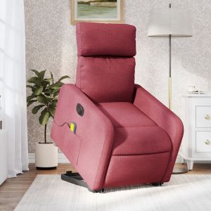 Poltrona elevatória de massagens elétrica tecido vermelho tinto ewg2927