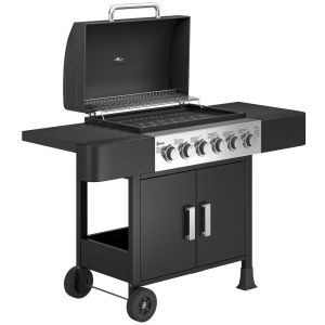 Barbecue a gá 135x51x101 cm aço e aço inoxidável Outsunny