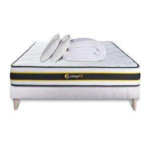 Pacote de cama completo - colchão 200x200 cm + estrado de molas com ripas (