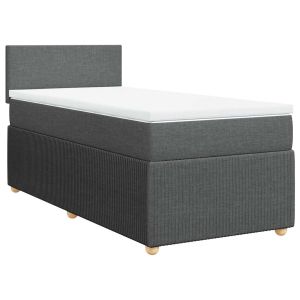vidaXL cama box spring con colchón tela gris oscuro 100x200 cm