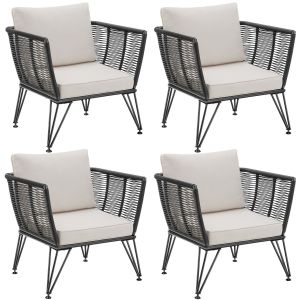 4 sillones de jardín polirrattan, design cuerda, 75,5x67x71, antracite