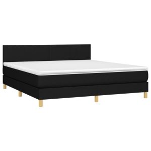 vidaXL cama box spring con colchón tela negro 160x200 cm
