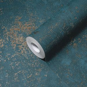 A.s. Création papel de parede com textura azul,turquesaedourado