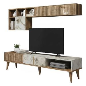Parede modular ostro, set em madeira nobilitada noce