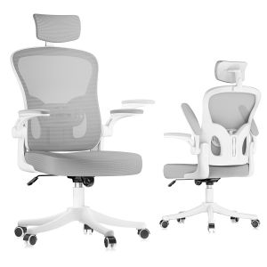 Cadeira de escritório ergonómica em malha respirável, cinzento