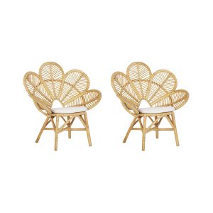 Conjunto de 2 cadeiras pavão florentine rattan natural