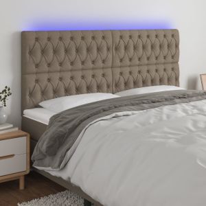 Cabeceira cama c/ LED tecido 180x7x118/128cm cinza-acastanhado ergft4072
