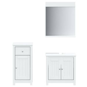 3 pcs conjunto de móveis para wc berg pinho maciço branco