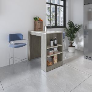 Mesa de apoio de cozinha portree em melamina com 2 prateleiras