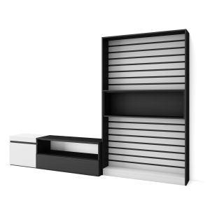 Conjunto de móveis tv, 260x35x186cm, branco e preto rf2544