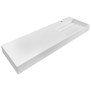 Lavatório suspenso cusco 150 x 48 cm composto mineral branco