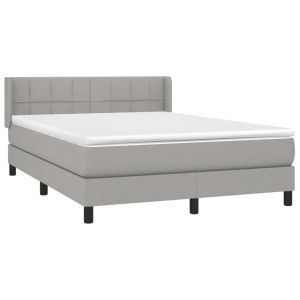 vidaXL cama box spring con colchón tela gris claro 140x200 cm