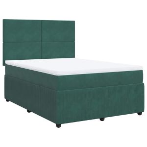 vidaXL cama box spring con colchón terciopelo verde oscuro 140x190 cm