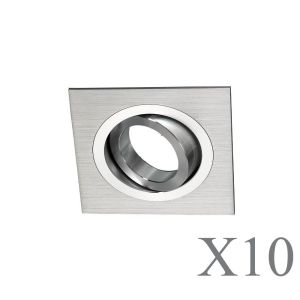 Pack 10 foco embutido regulável classic quadrado alumínio wonderlamp