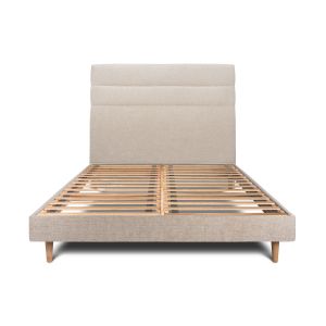 Cama de 135x190 cm com cabeceira de linha - tela fosca - bege castanho