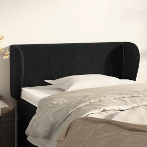 Cabeceira de cama c/ abas veludo 103x23x78/88 cm preto ptob1824