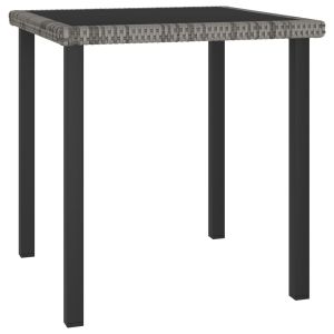 Mesa de jantar para jardim 70x70x73 cm vime pe cinzento
