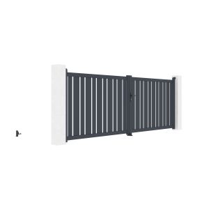 Pack portão giratório 4m a.140cm veymont + pack portão 1m a.1.4m cinza