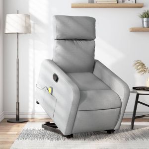 Poltrona reclinável massagens tecido cinzento-claro ewg3485