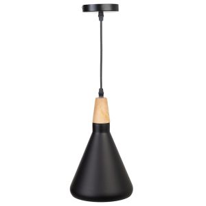 Candeeiro de teto preto de madeira e metal 18x18x31