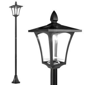 Candeeiro solar 18x18x160 cm aço inoxidável e plástico Outsunny