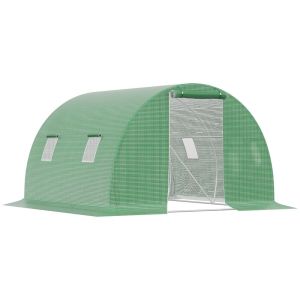 Estufa tipo túnel 300x300x200 cm aço galvanizado e pe color verde Outsunny