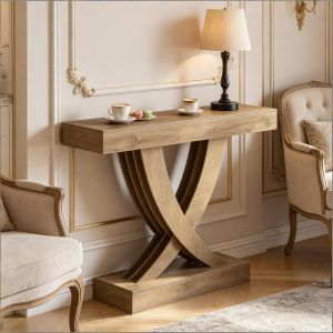 Mesa consola decorativa em mdf castanha