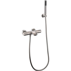 Conjunto chuveiro e banheira em aço inox com misturador termostático aço
