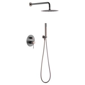 Kit duche embutido cinzento-champanhe aço e latão ø25 monocomando