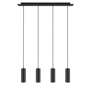 Candeeiro coLGante com 4 luces e cables ajustávels en longitud, preto