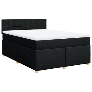vidaXL cama box spring con colchón tela negro 140x200 cm