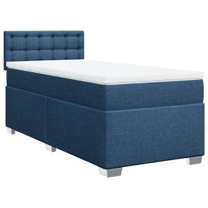 vidaXL cama box spring con colchón tela azul 90x190 cm