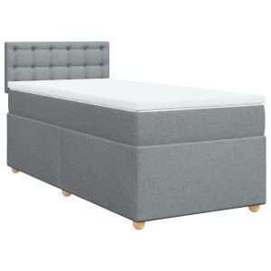 vidaXL cama box spring con colchón tela gris claro 80x200 cm