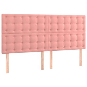 vidaXL cabecero con luces LED terciopelo rosa 200x5x118/128 cm