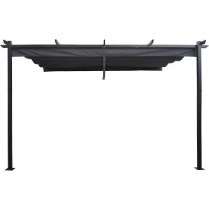 Pérgula de alumínio com teto retrátil - 3 x 4 m - cinza