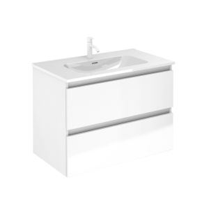 Conjunto movel banho suspenso -2 gavetas +lavatorio 【largura 80】【branco】