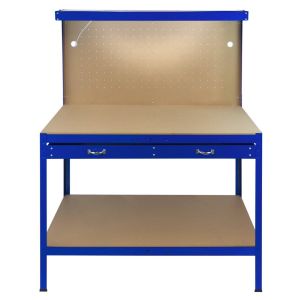 Bancada com pegboard, gaveta e azul