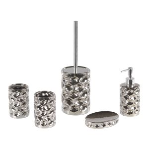Conjunto de 5 acessórios para a casa de banho tirua cerâmica prateado