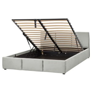 Sommier com arrumação bousse veludo cinzento claro 160 x 200 cm