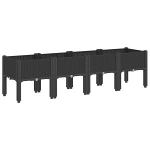 vidaXL floreira com pés pp preto 160x40x42 cm