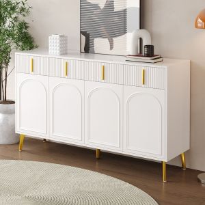 Aparador com 4 portas e 4 gavetas branco 82x140x38cm