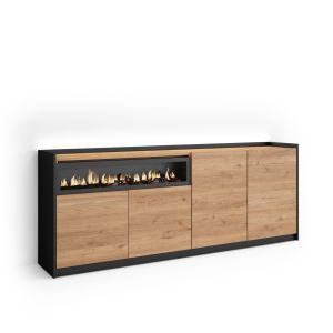 Aparador sala de jantar, 207x37x80cm, lareira eléctrica, LED rf4938