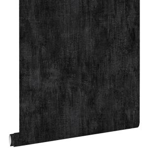 Estahome papel de parede liso com efeito de pintura preto 53 cm x 10.05 m