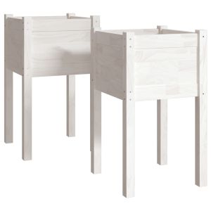 Vasos/floreiras de jardim 2 pcs 40x40x70 cm pinho maciço branco