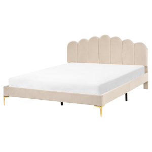 Cama veludo sauvian 160 x 200 cm creme