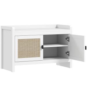Banco para sapato 80x35x52 cm color blanco Homcom