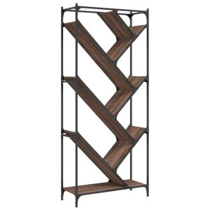 vidaXL estantería madera ingeniería y metal marrón roble 79x30x180 cm