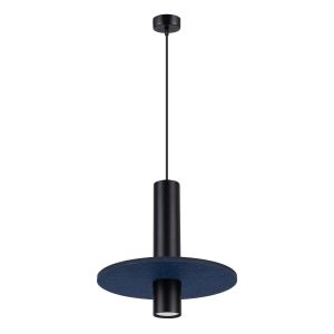 Candeeiro suspenso pelta 1 azul marinho/preto feltro/aço 30x126x30cm