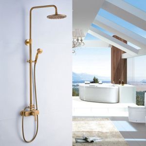 Coluna de chuveiro - bronze - misturador mecânico - chuveiro com efeito chu